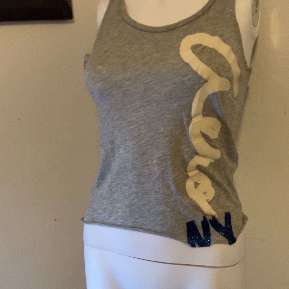 Aeropostale Gray Tank with Cream Script and Navy Accent